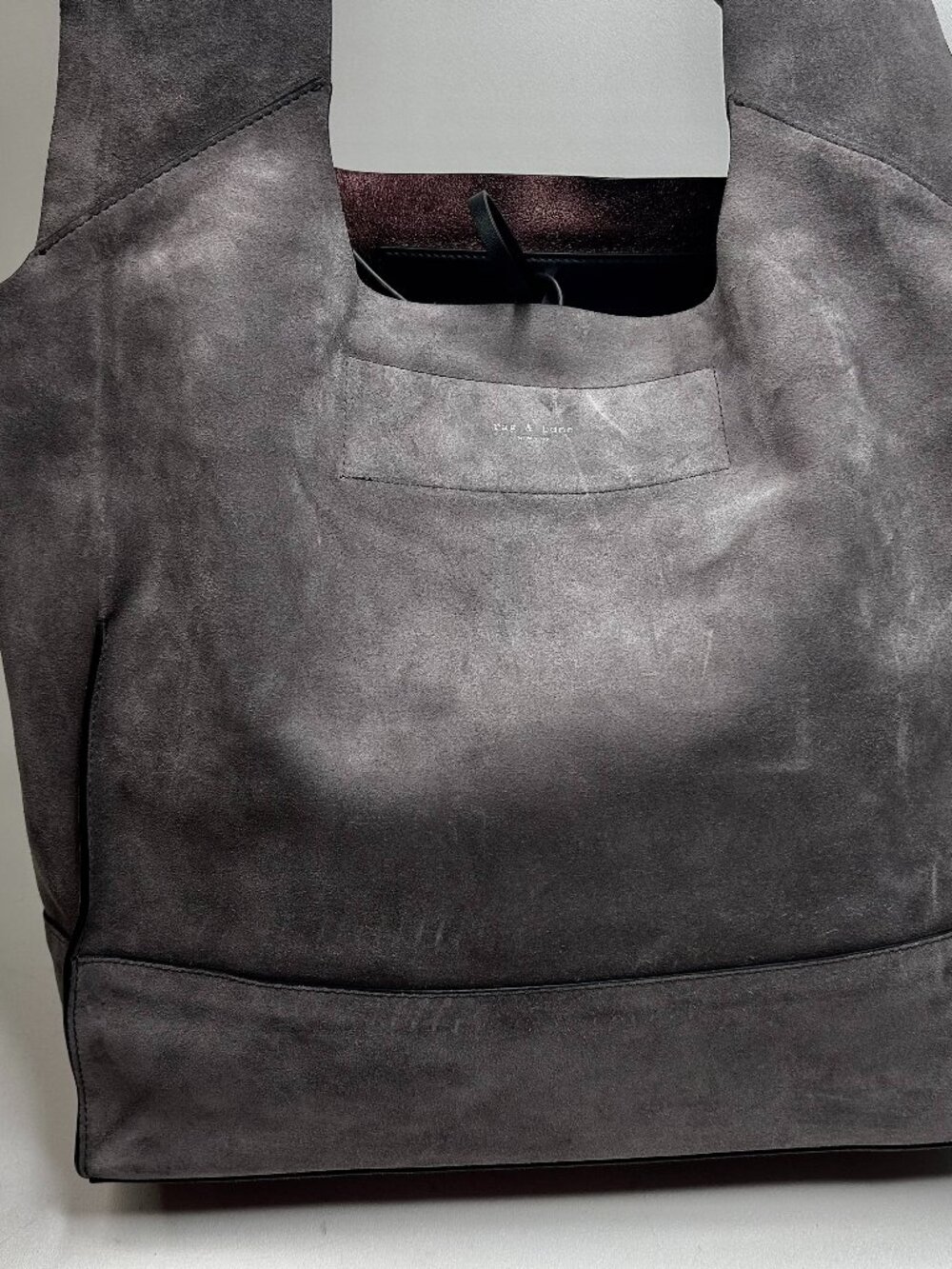 RAG & BONE Walker Gray Suede Leather SLOUCHY Shoulder Bucket Shopper Tote Bag